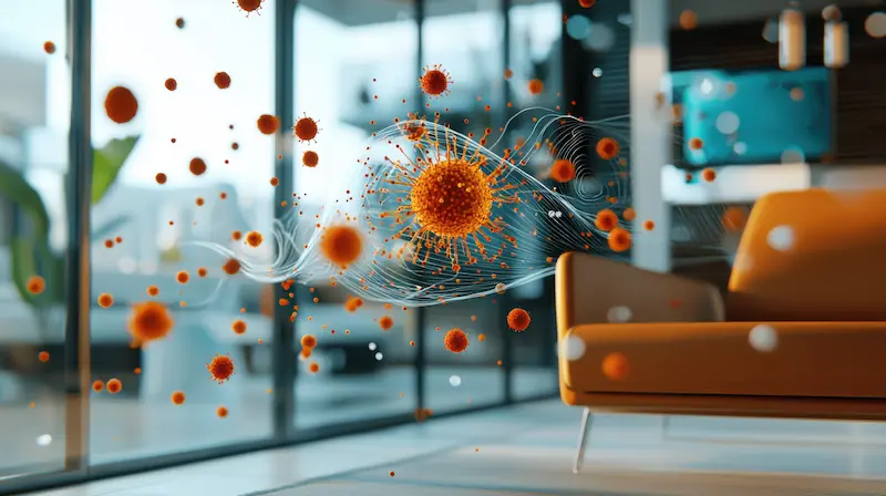Professional indoor air quality testing and purification services to remove dust, pollen, and airborne particles.