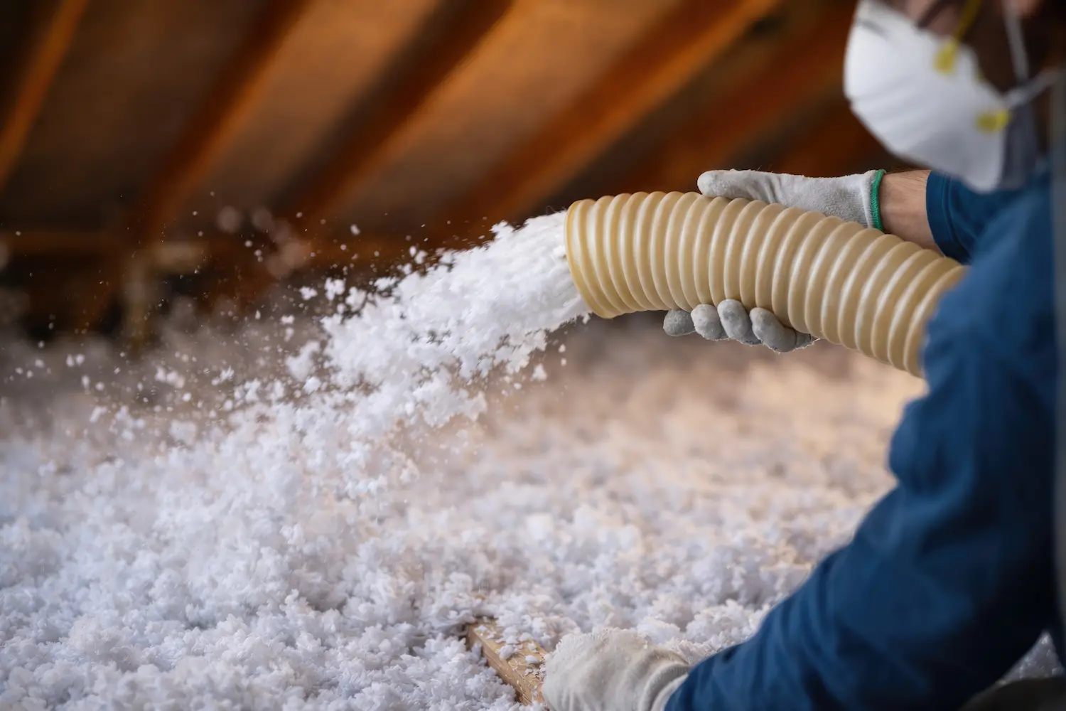 Professional blown-in attic insulation installation