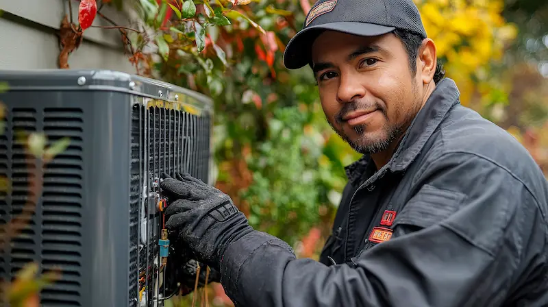 4 Seasons HVAC technician servicing a system — Garland TX service area.